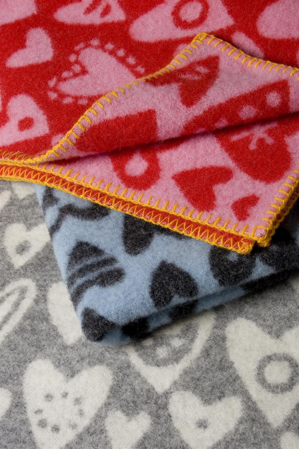 Baby Heart wool blanket, grey Klippan Yllefabrik