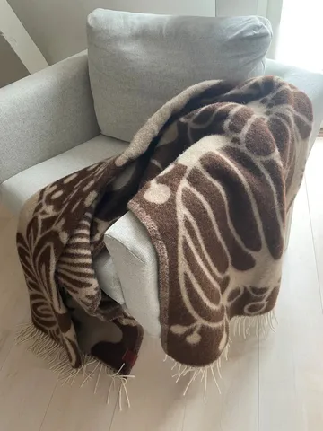 Blomranka wool throw - Brown-beige, 130x200 cm - Klippan Yllefabrik