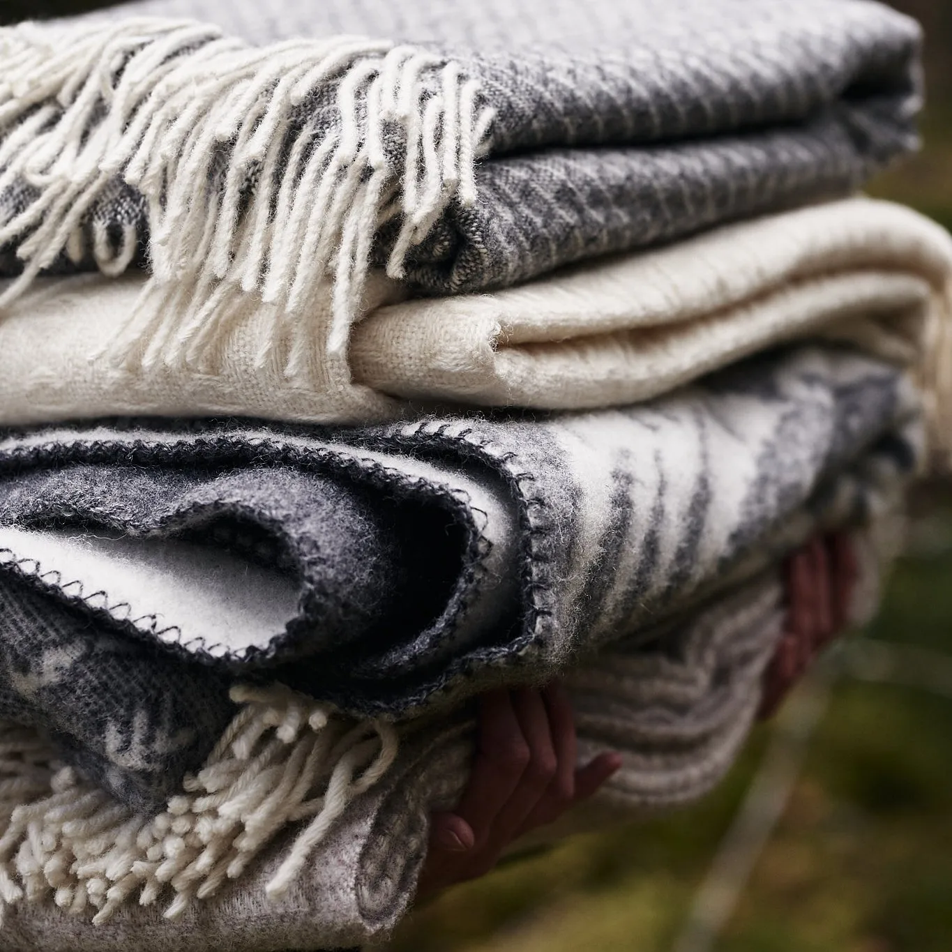 House in the Forest wool blanket, grey Klippan Yllefabrik