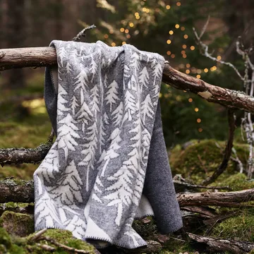 House in the Forest wool blanket - grey - Klippan Yllefabrik