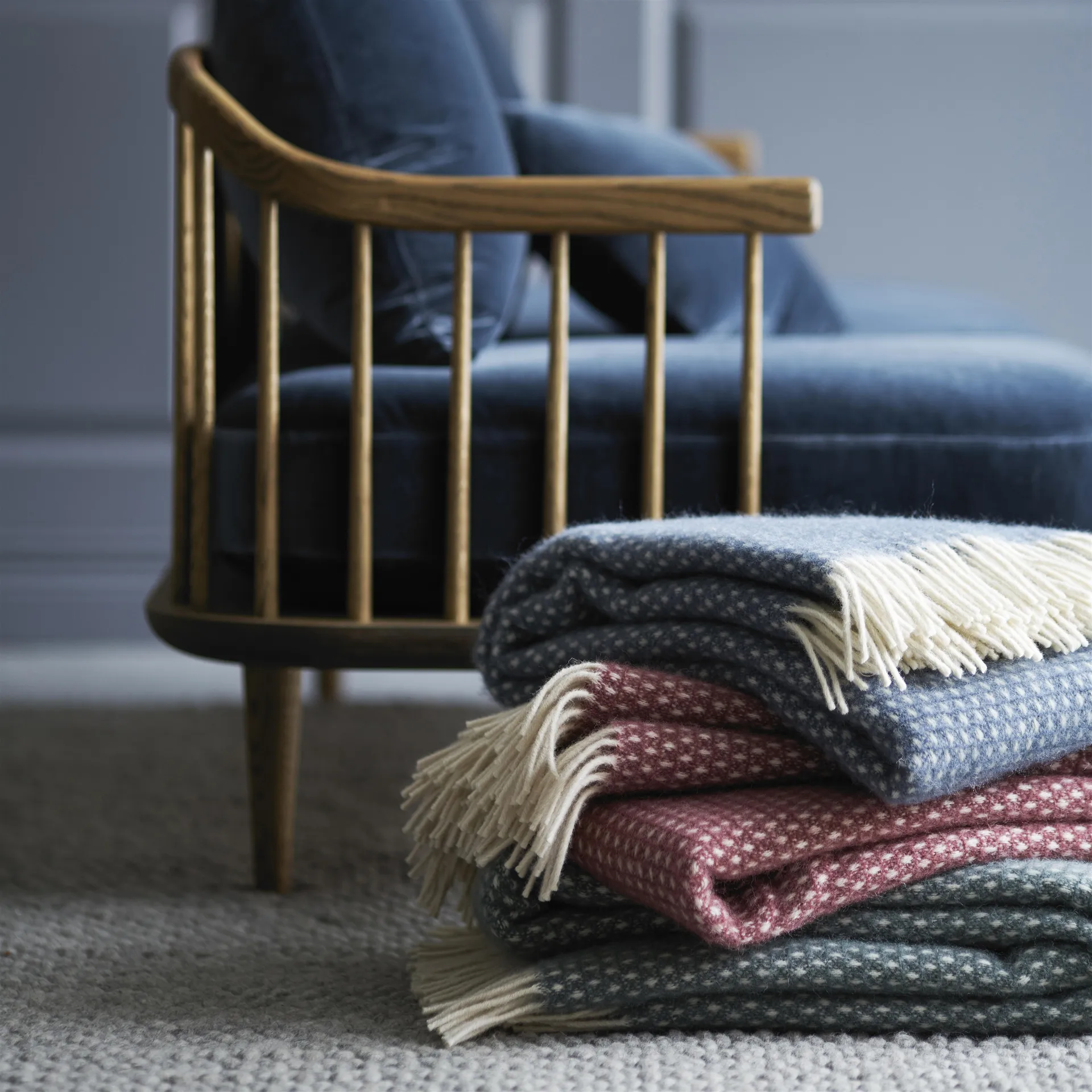 Knut wool plaid, green Klippan Yllefabrik