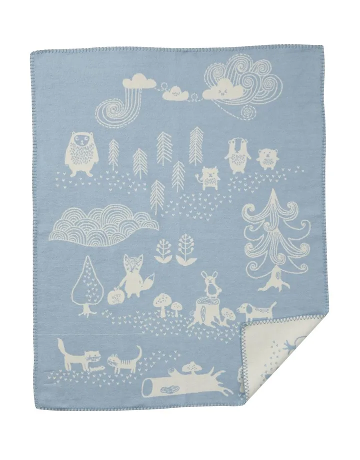 Little bear childrens blanket - blue - Klippan Yllefabrik