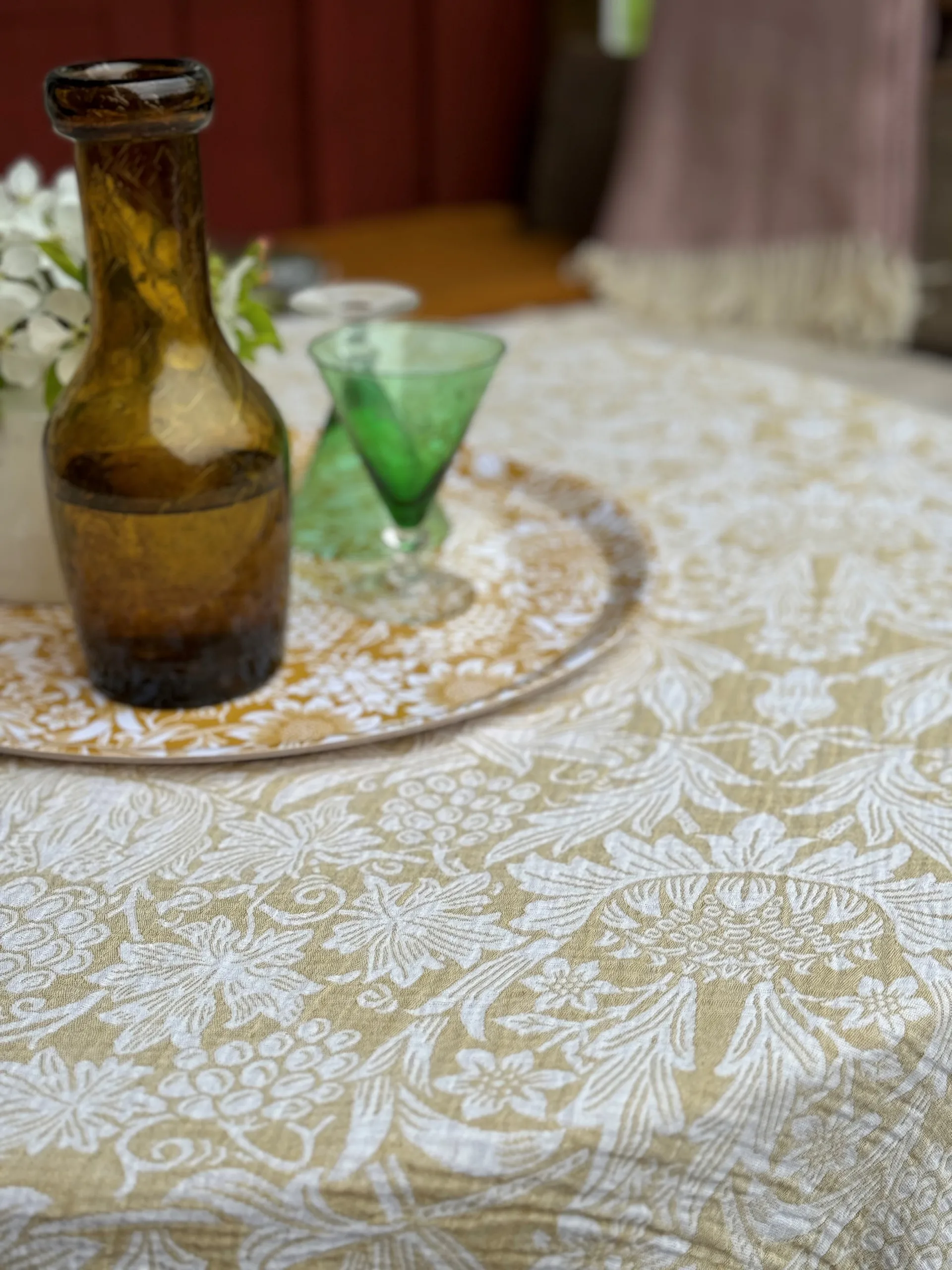 Sunflower cotton throw 140x200 cm, Golden Klippan Yllefabrik