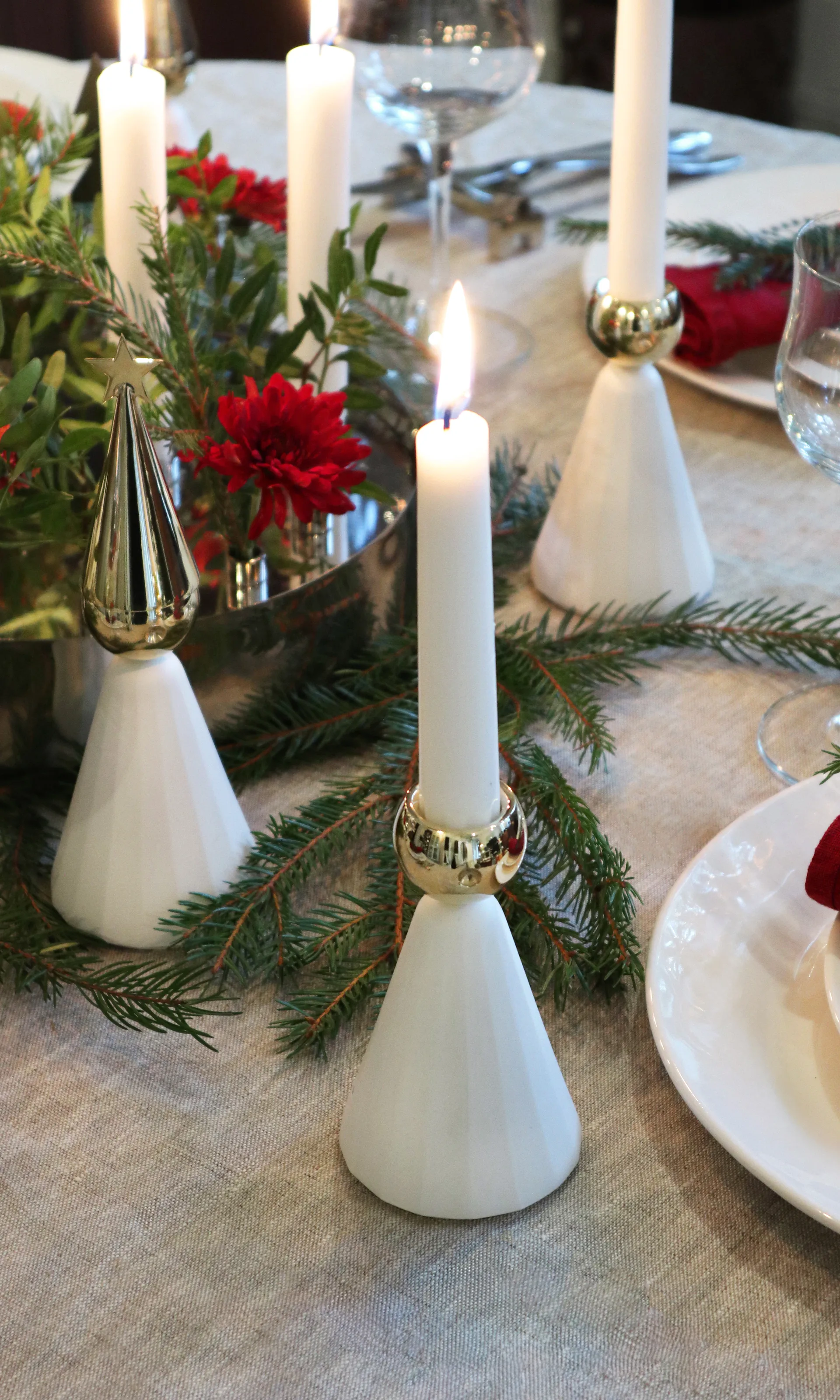 Soprano candle holder, White-brass KLONG