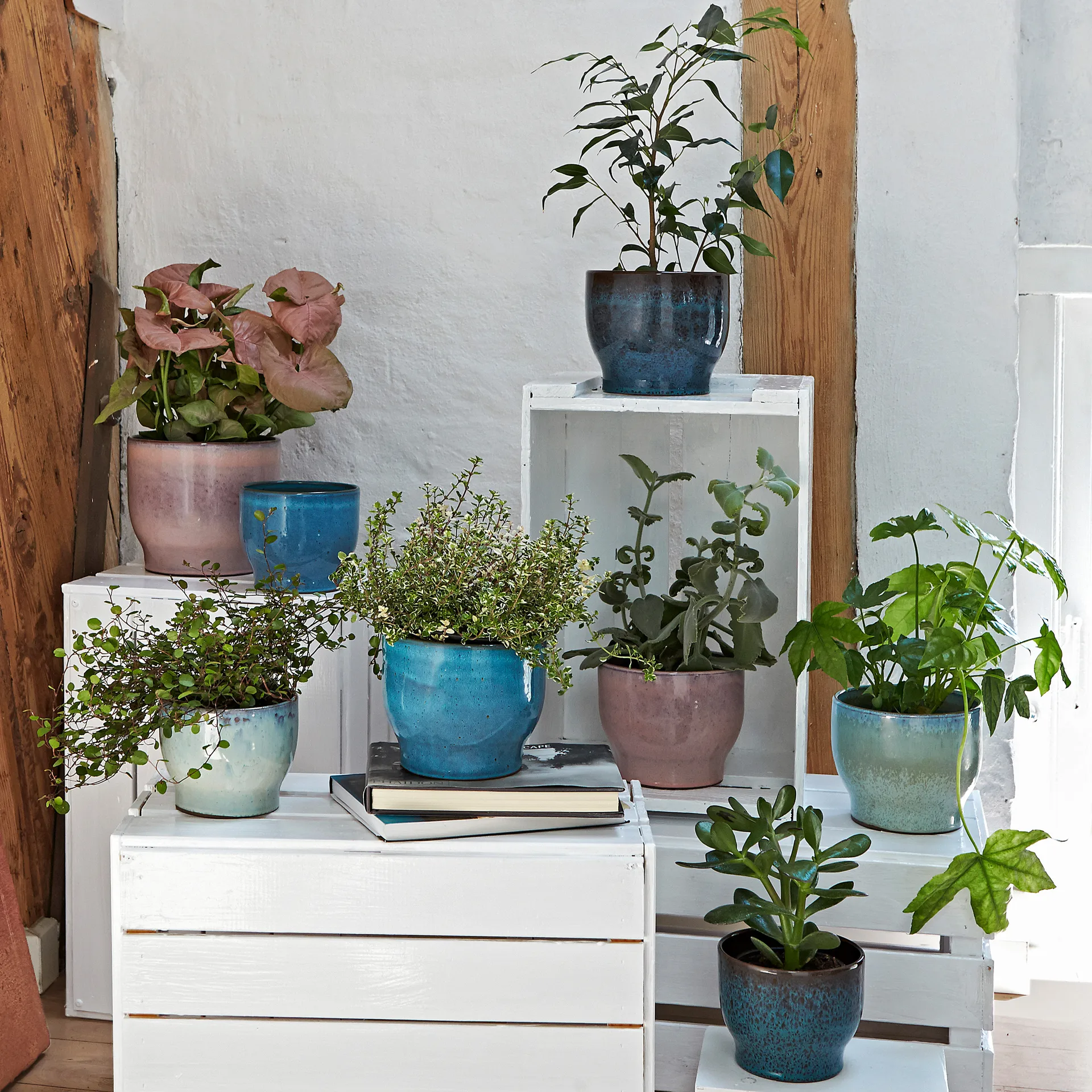 Knabstrup outdoor flower pot Ø16.5 cm, dusty blue Knabstrup Keramik