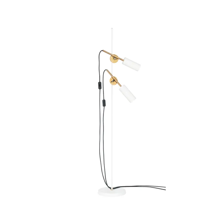 Stav 2 - Low floor lamp - White/raw brass - Konsthantverk