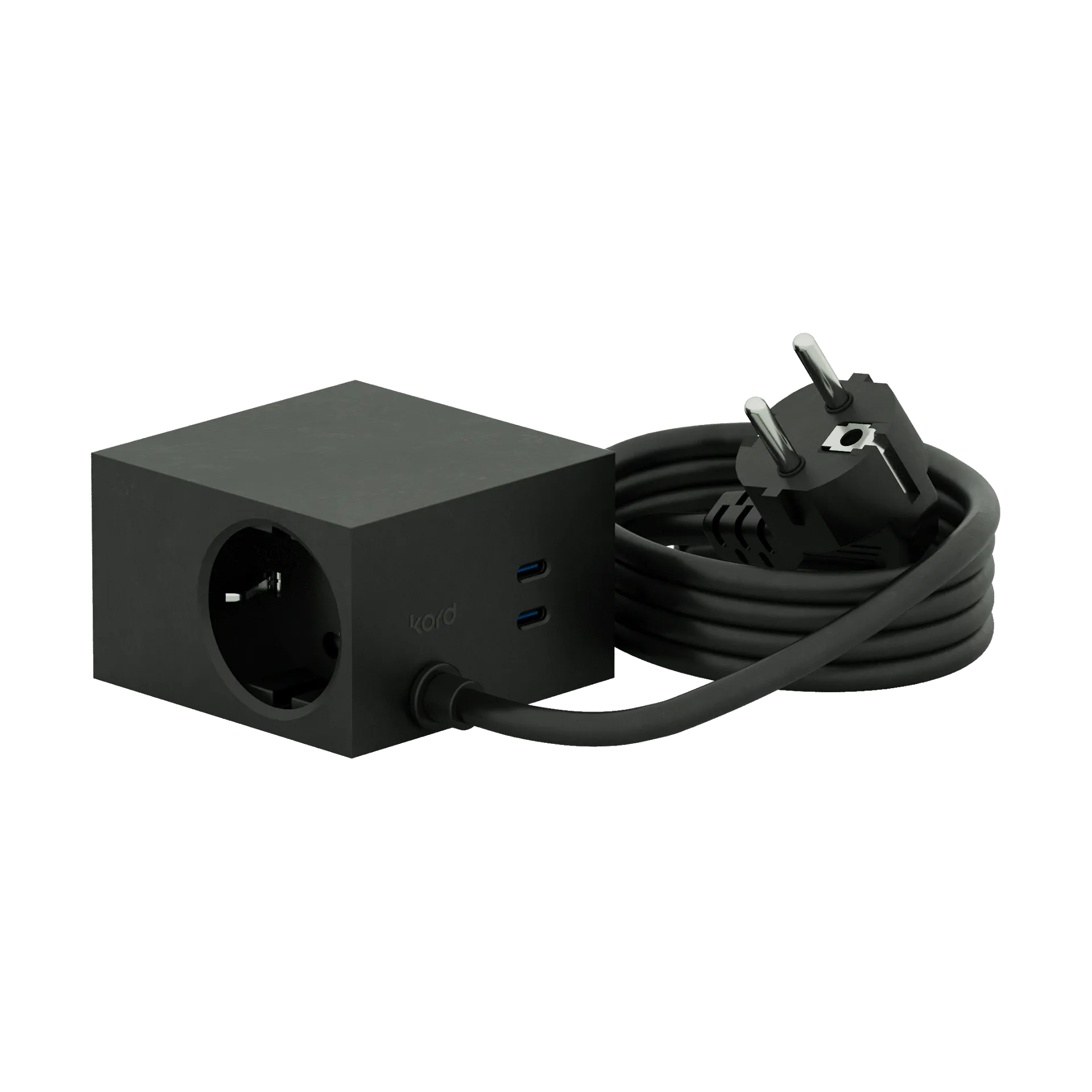 Cuboid+ power strip USB-C 30W 2 m, Black Kord