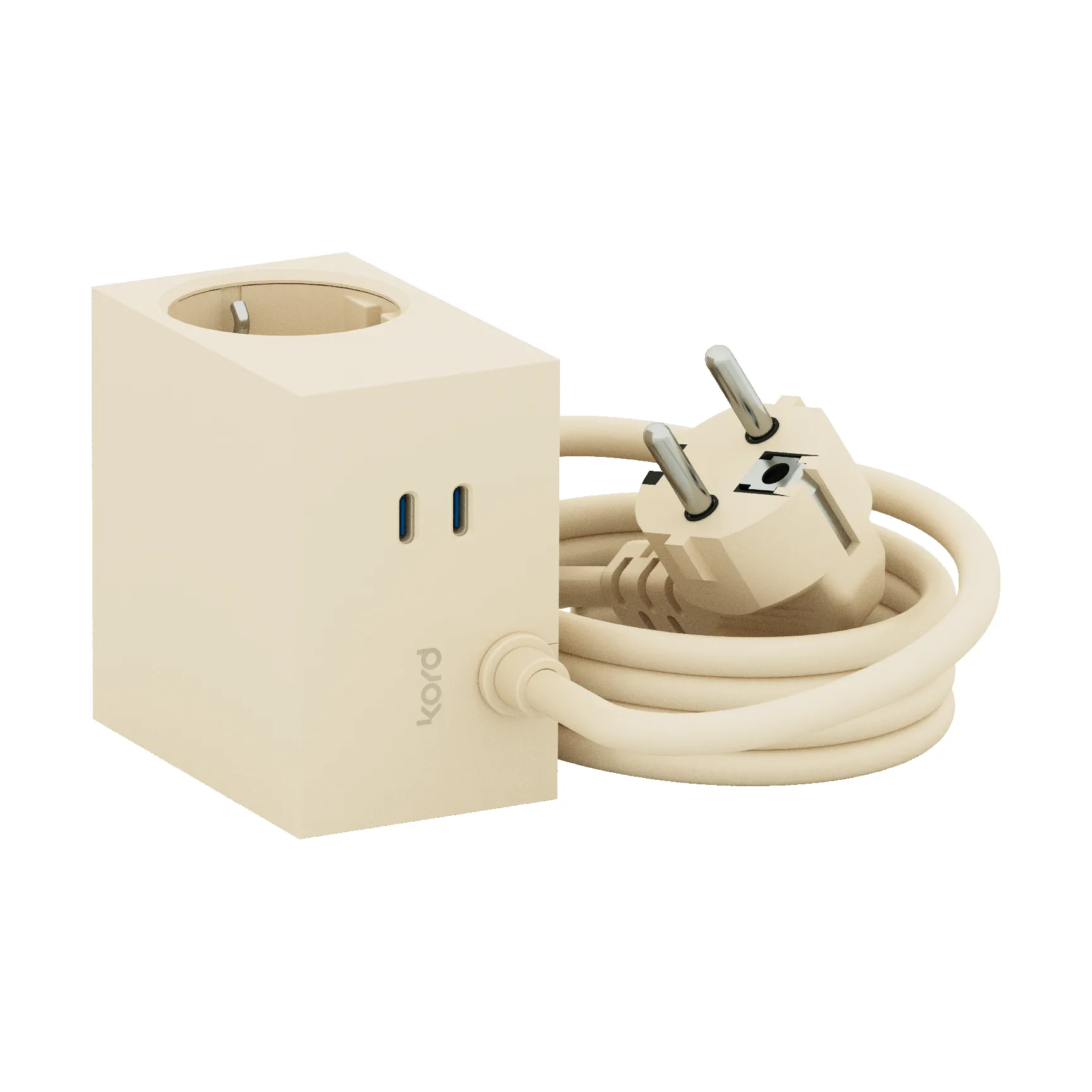 Cuboid+ power strip USB-C 30W 2 m, Pearled Ivory (white) Kord