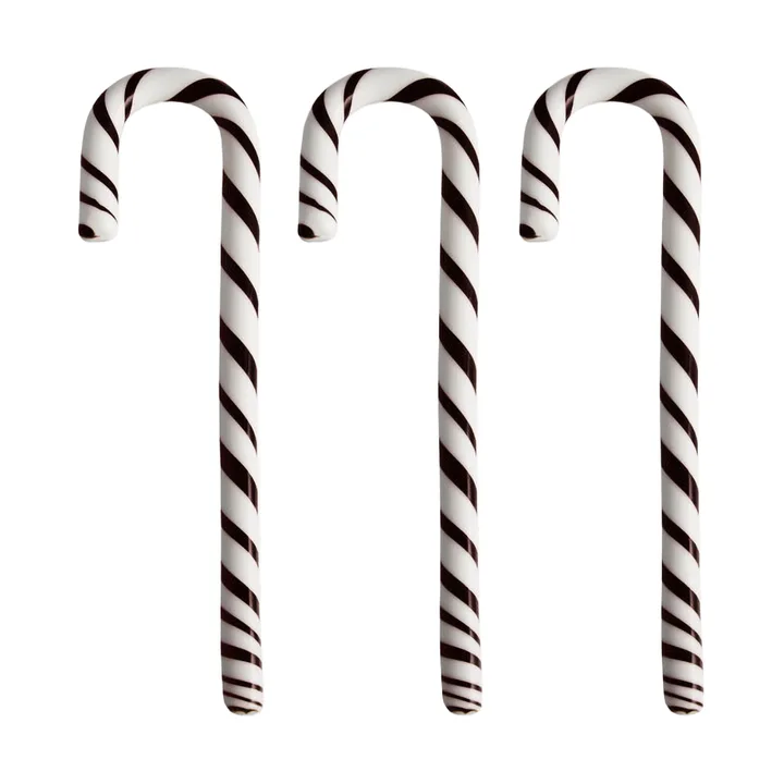Polka cane 17 cm 3-pack - White-black - Kosta Boda