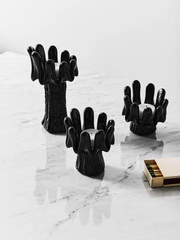 Sunflower candle holder 11.5 cm - Black - Kosta Boda