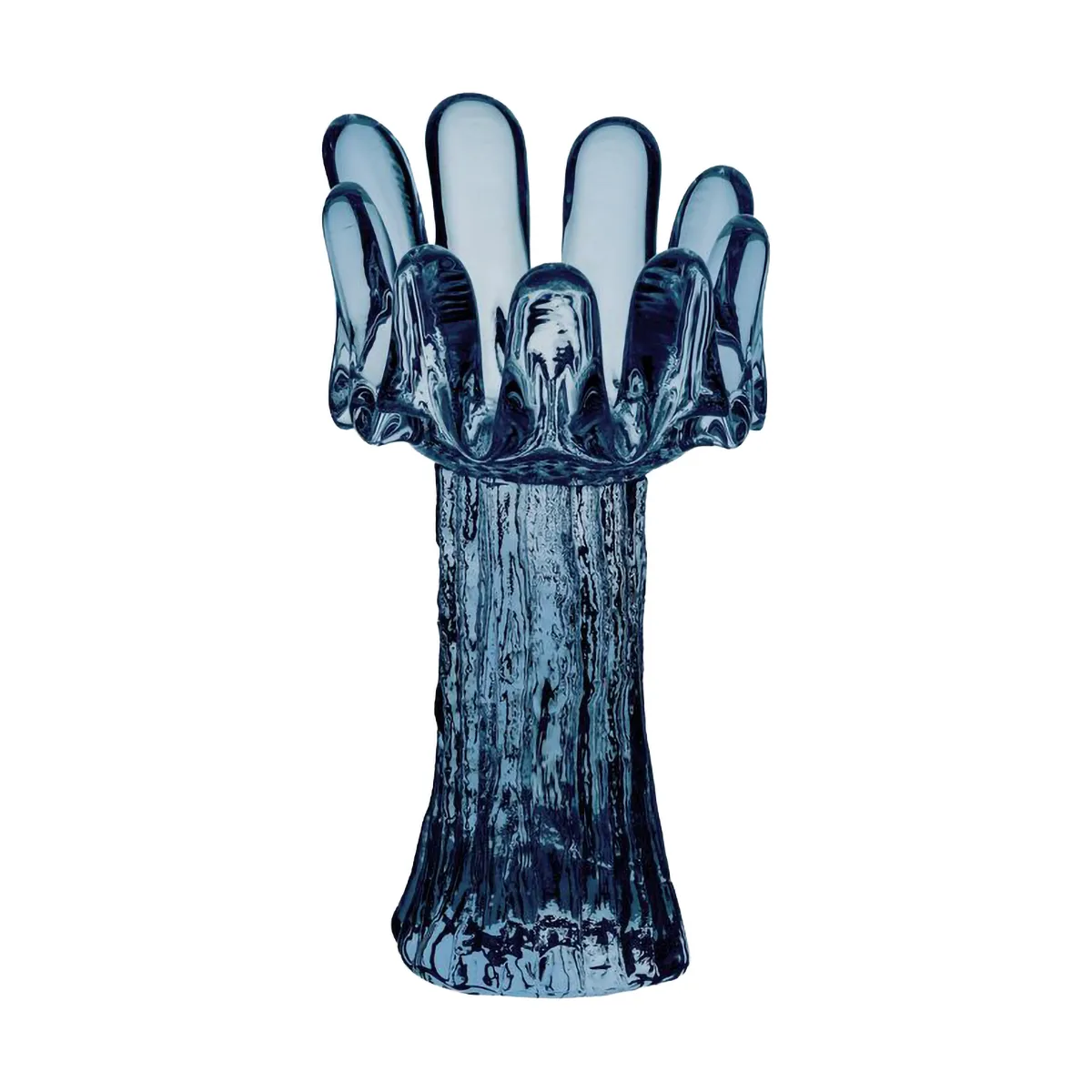 Sunflower candle holder circular glass 18 cm, Blue Kosta Boda