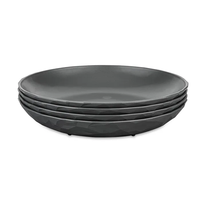 Club deep plate Ø22 cm 4-pack biocircular thermoplastic - Nature ash grey - Koziol
