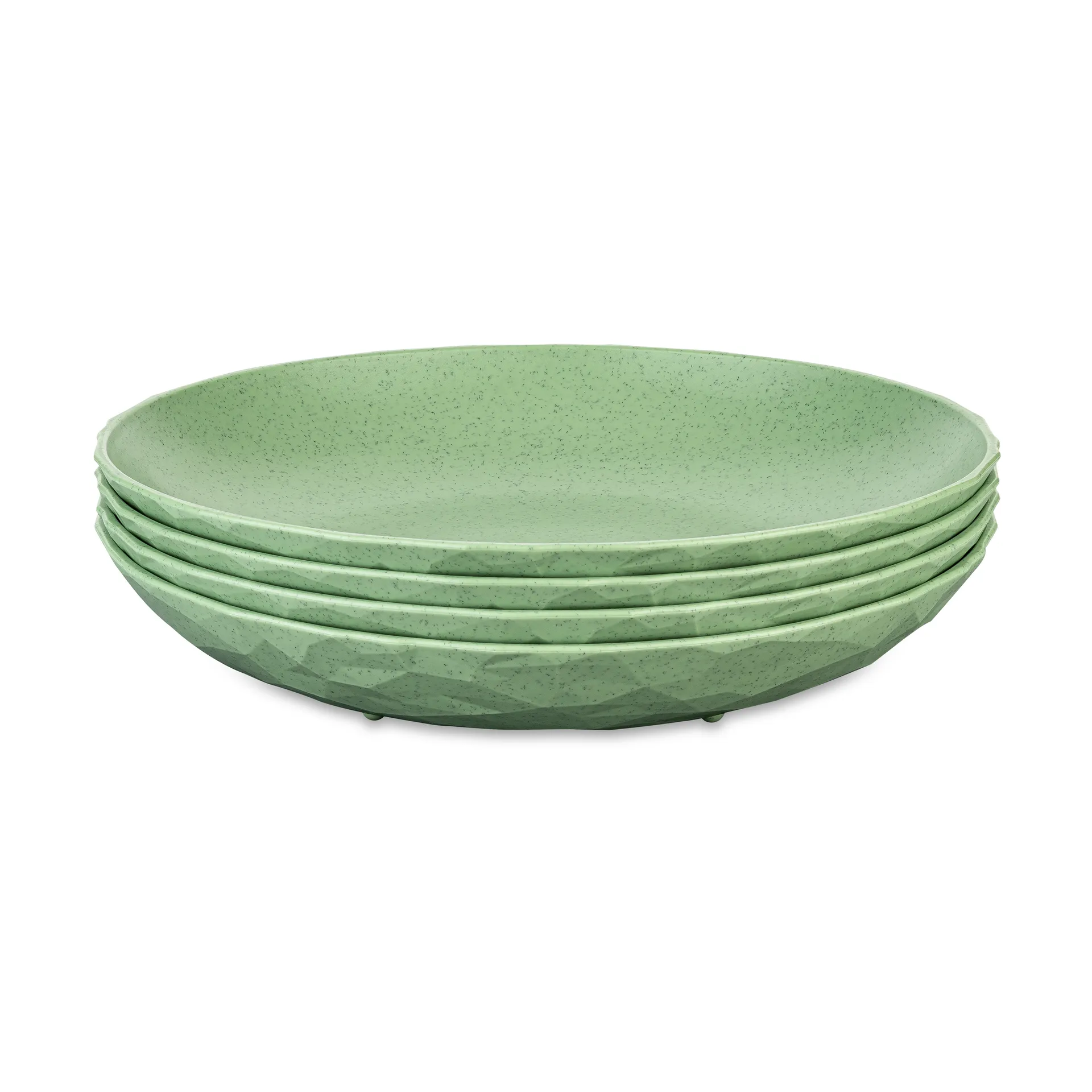 Club deep plate Ø22 cm 4-pack biocircular thermoplastic, Nature leaf green Koziol