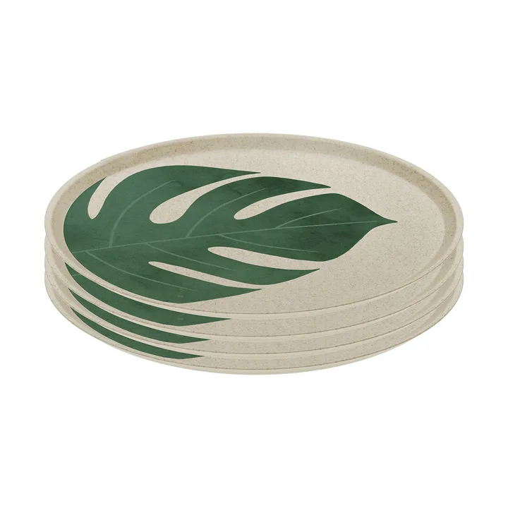 Connect plate Ø25.5 cm 4-pack - Monstera leaf - Koziol
