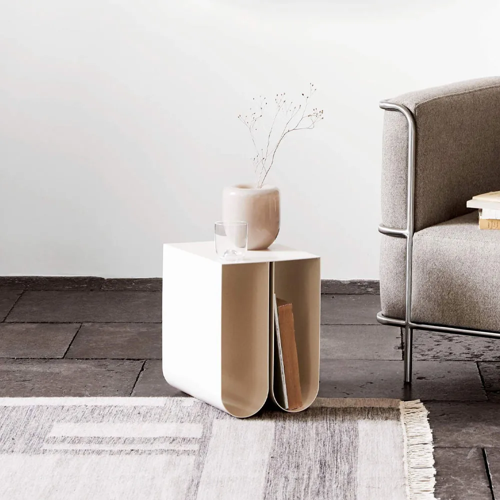 Curved side table, Stainless steel Kristina Dam Studio