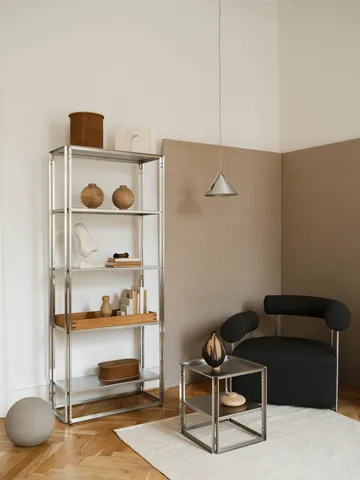 Foldable side table 40x40 cm - Brushed stainless steel - Kristina Dam Studio