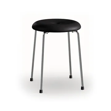 Stool bench - Black leather–chrome frame, 45 cm - Lammhults