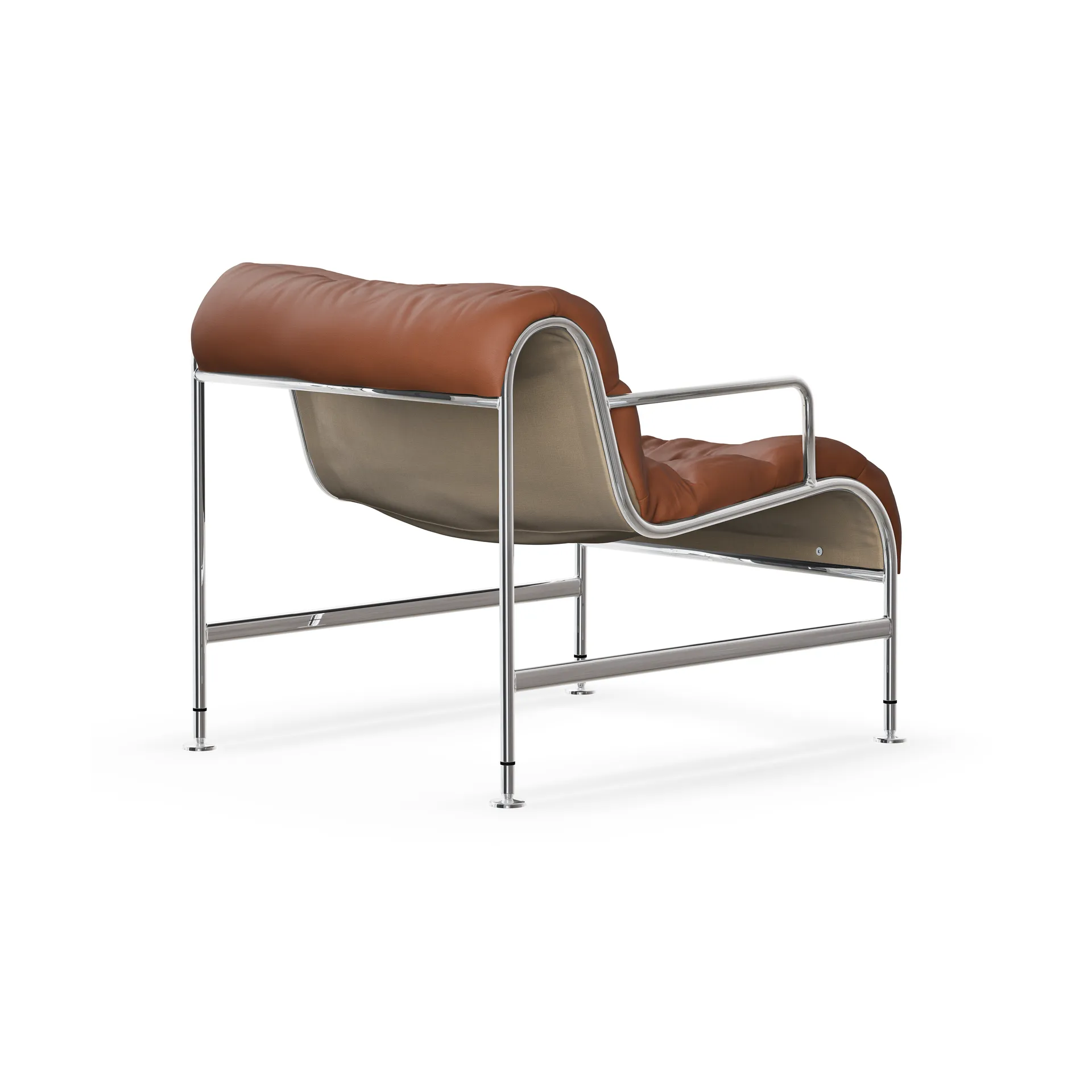 Sunny armchair with armrests, Leather Cognac–chrome frame Lammhults