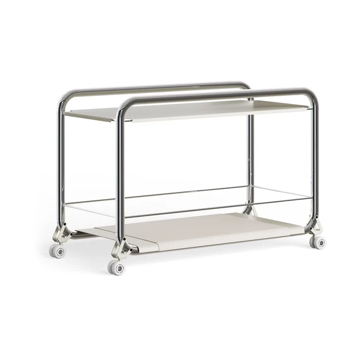 Tension trolley - Chrome-beige-beige leather rug - Lammhults
