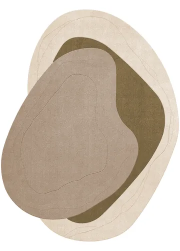 Erik Bratsberg Lozza wool rug - Olive, 300x400 cm - Layered