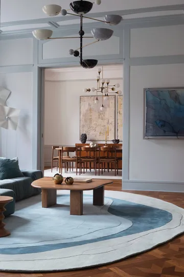 Erik Bratsberg Lozza wool rug - Teal, 210x270 cm - Layered
