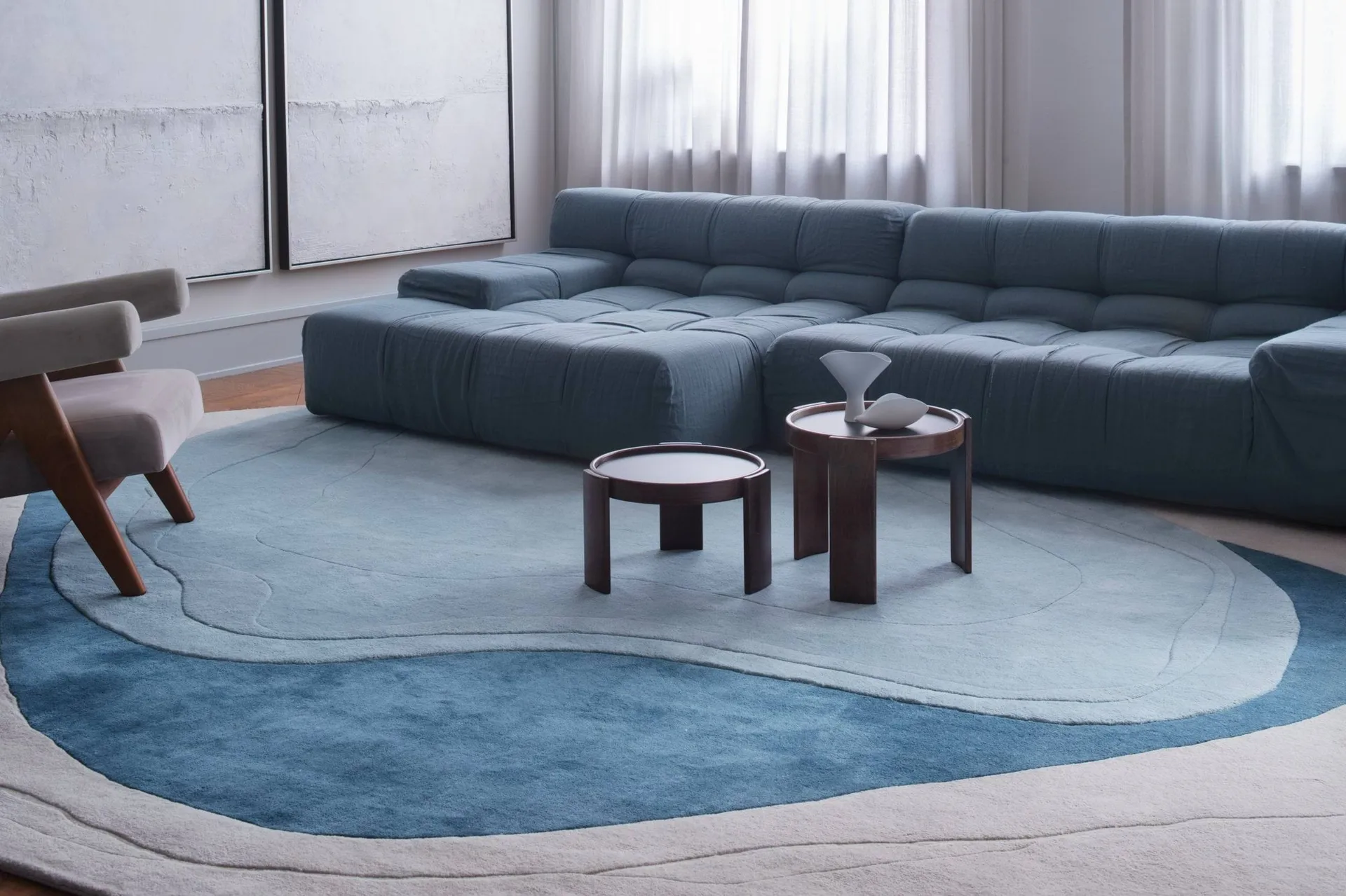 Erik Bratsberg Lozza wool rug, Teal, 270x350 cm Layered