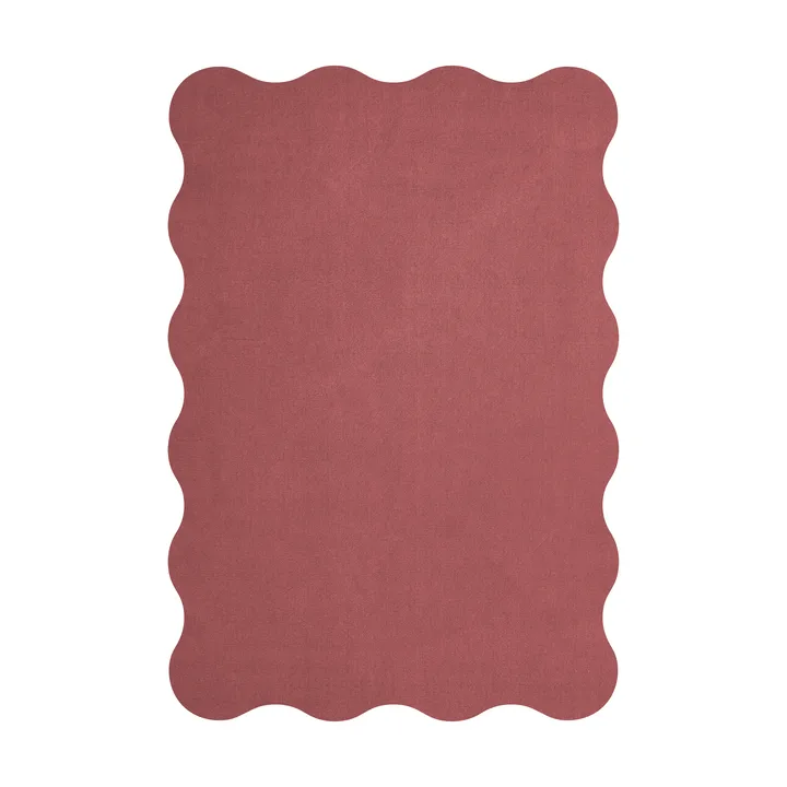 Scallop wool carpet 200x300 cm - Rosewood red - Layered