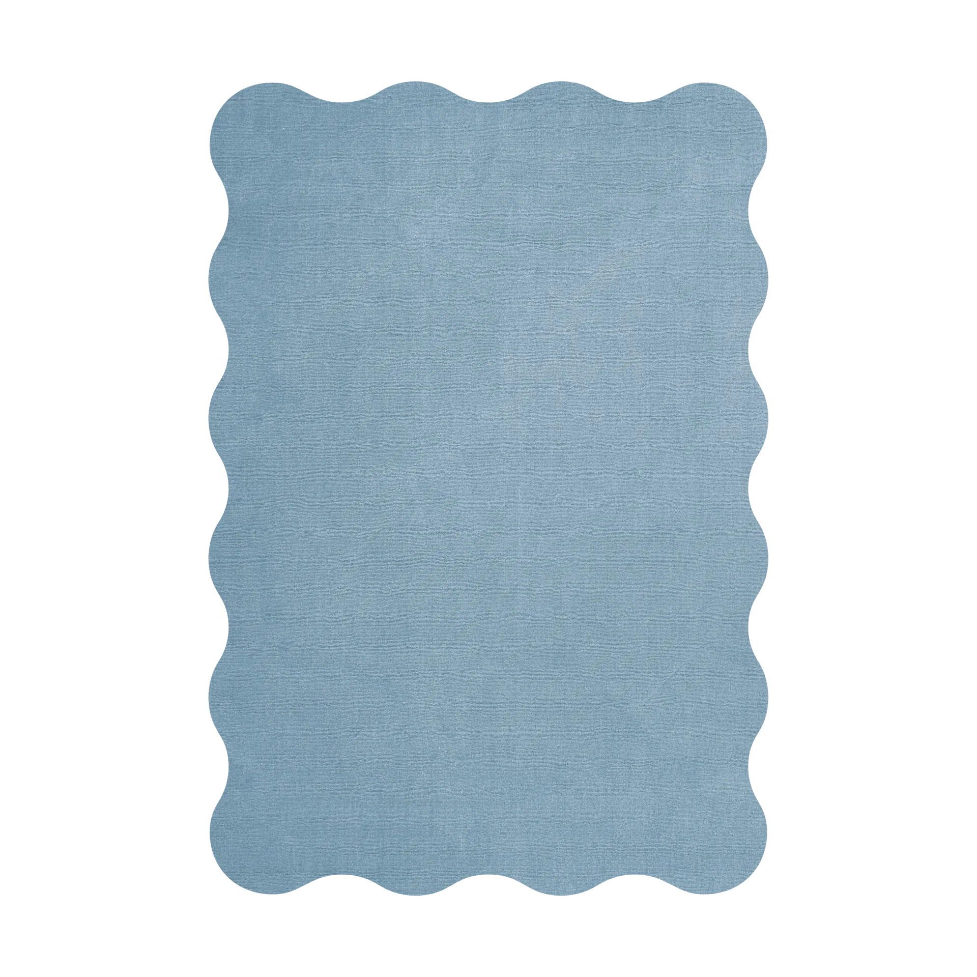 Scallop wool carpet 250x350 cm, Soft blue Layered