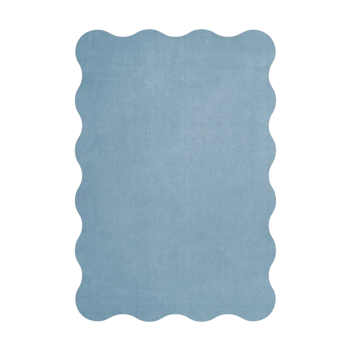 Scallop wool carpet 250x350 cm - Soft blue - Layered