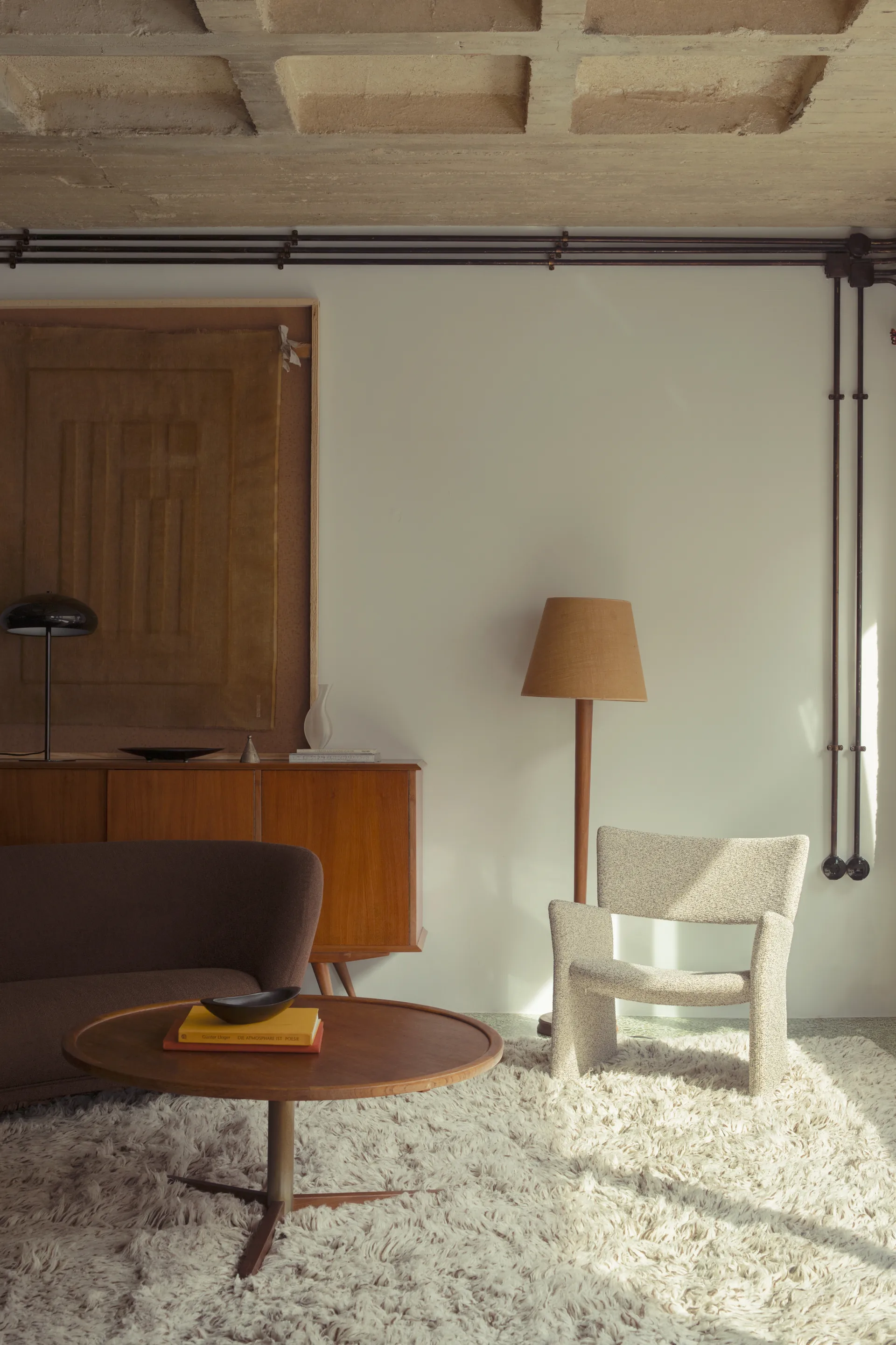 Shaggy rug 250x350 cm, Bone white Layered