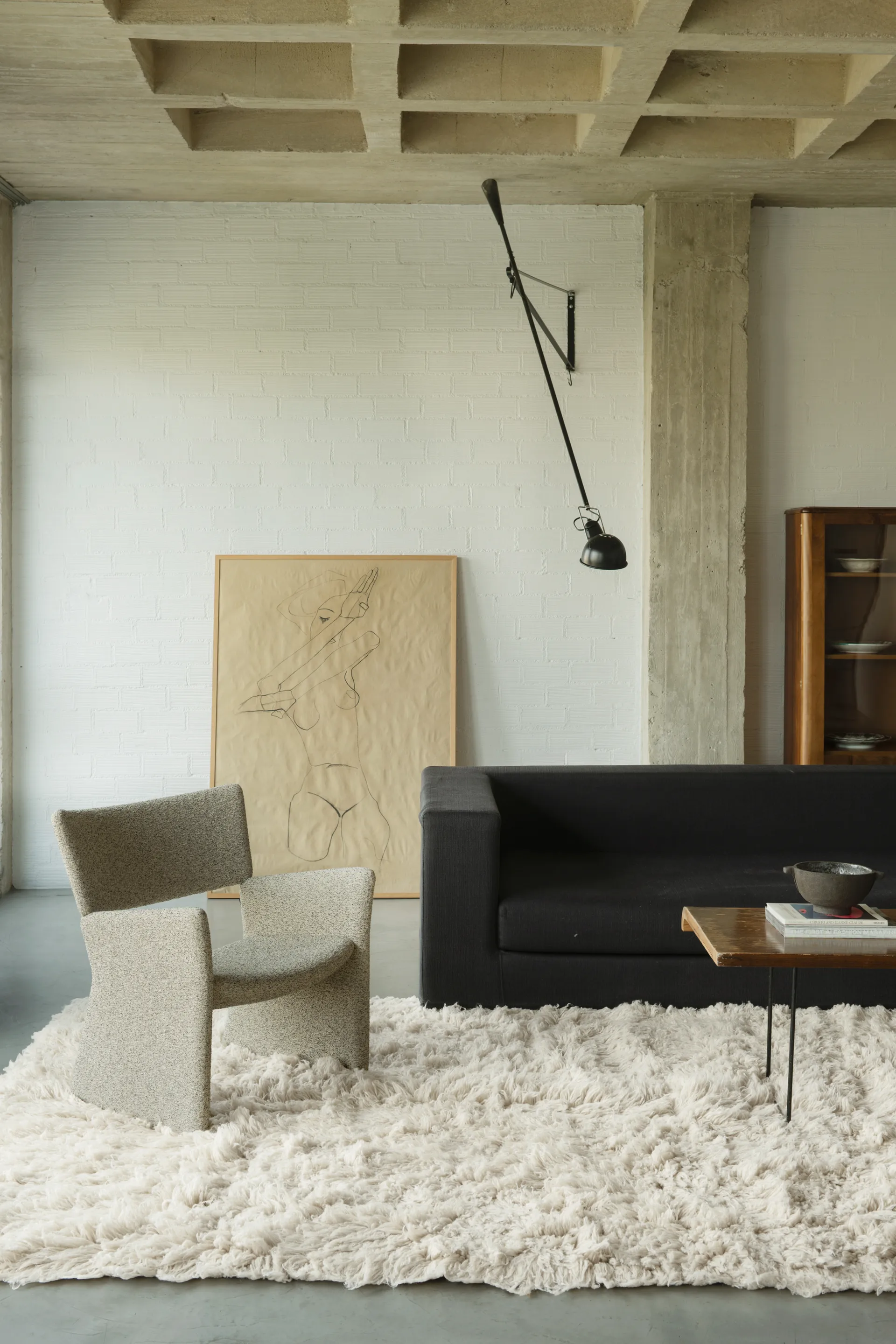 Shaggy rug 250x350 cm, Bone white Layered
