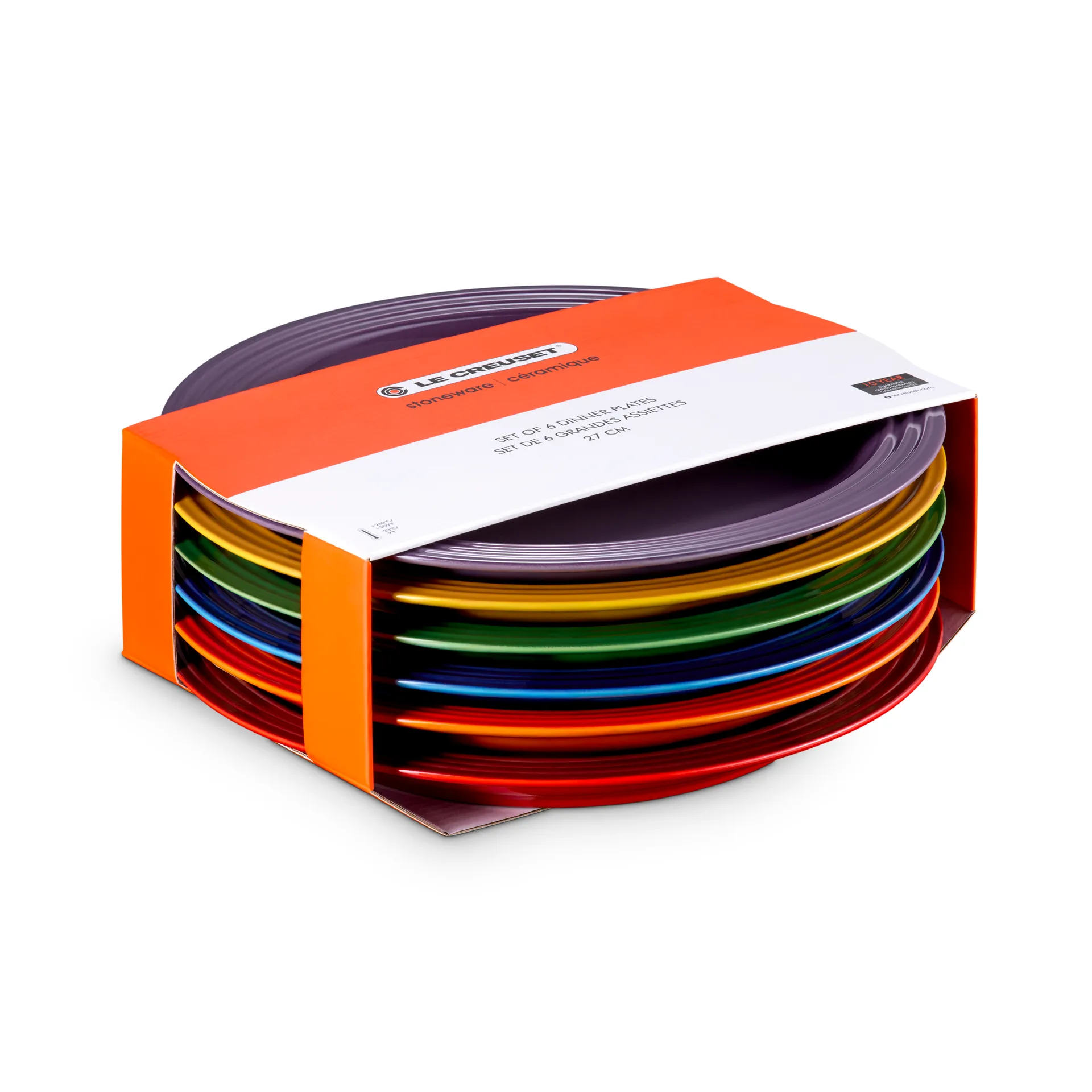Signature stoneware dinner plate 6-piece, Rainbow Le Creuset