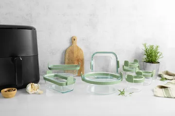 Lékué Air fryer rectangular glass dish 2-pack - Transparent - Lékué