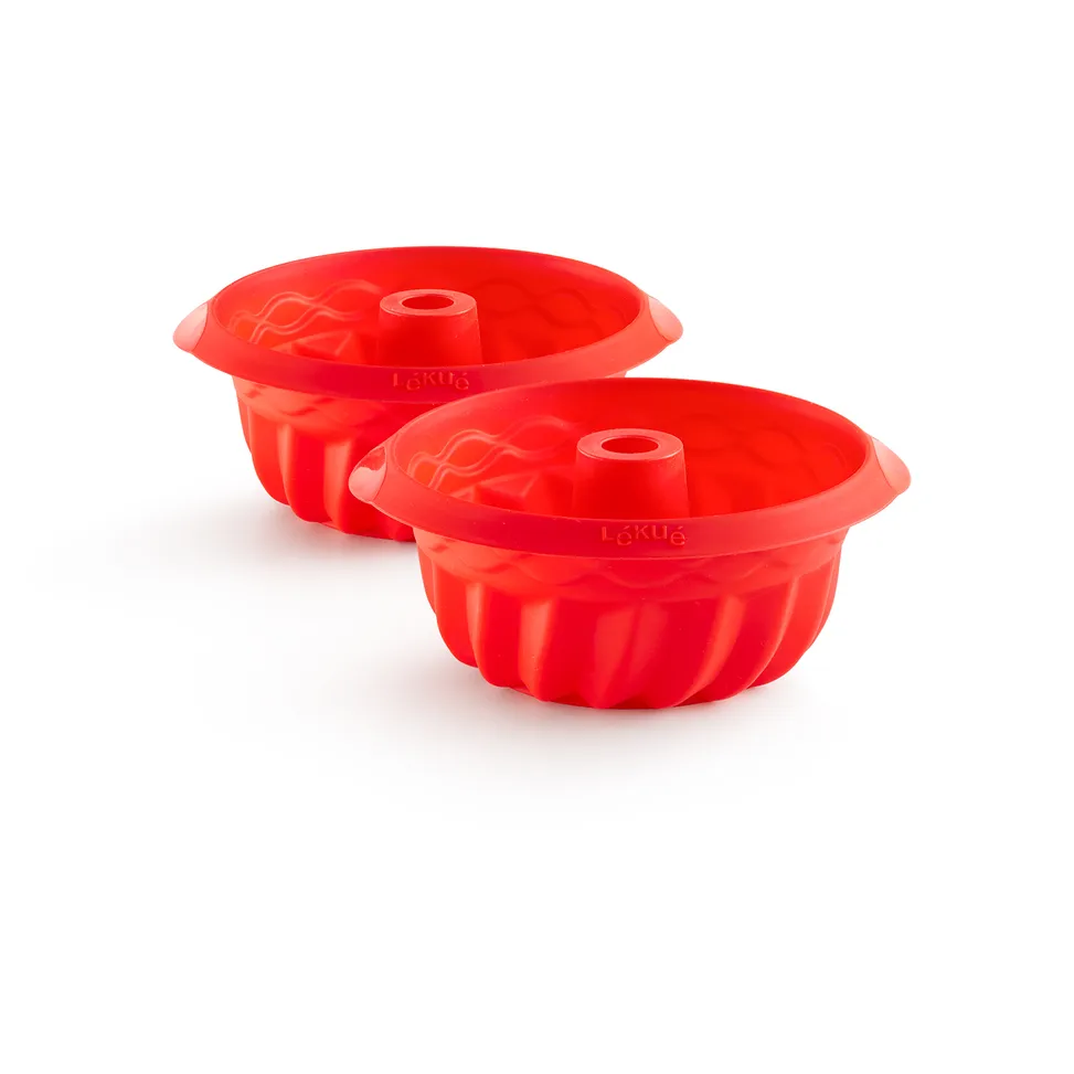 Lékué silicone molds mini savarin 2-pack, Red Lékué