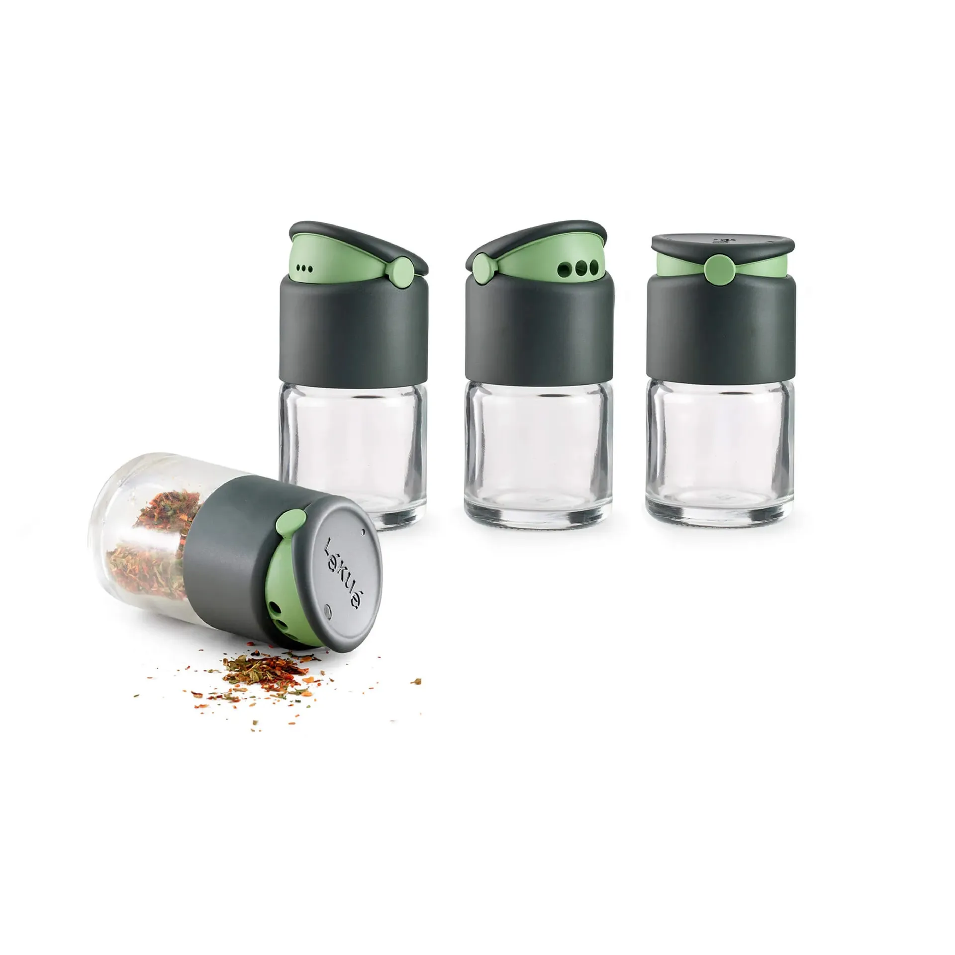 Lékué spice container with dosing lid 4-pack, Grey Lékué