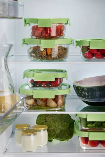 Lékué square lunchbox glass 0.32 L - Green - Lékué