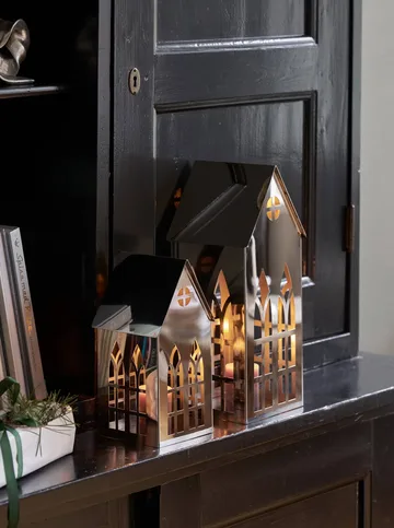 Sigrine house tealight holder - Silver-coloured, 11.5x11xH23 cm - Lene Bjerre