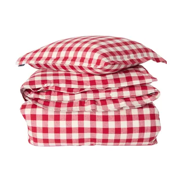 Checked cotton flannel bedding set - Red-light beige, 2 pcs 50x60 cm/220x220 cm - Lexington