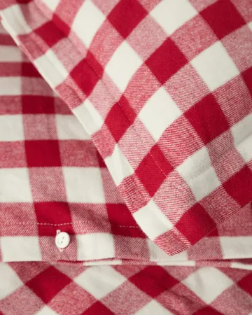 Checked cotton flannel bedding set - Red-light beige, 2 pcs 50x60 cm/220x220 cm - Lexington