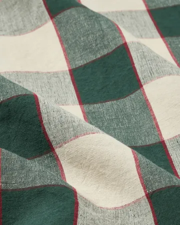 Checked Cotton Linen tablecloth 150x250 cm - Green-light beige-red - Lexington