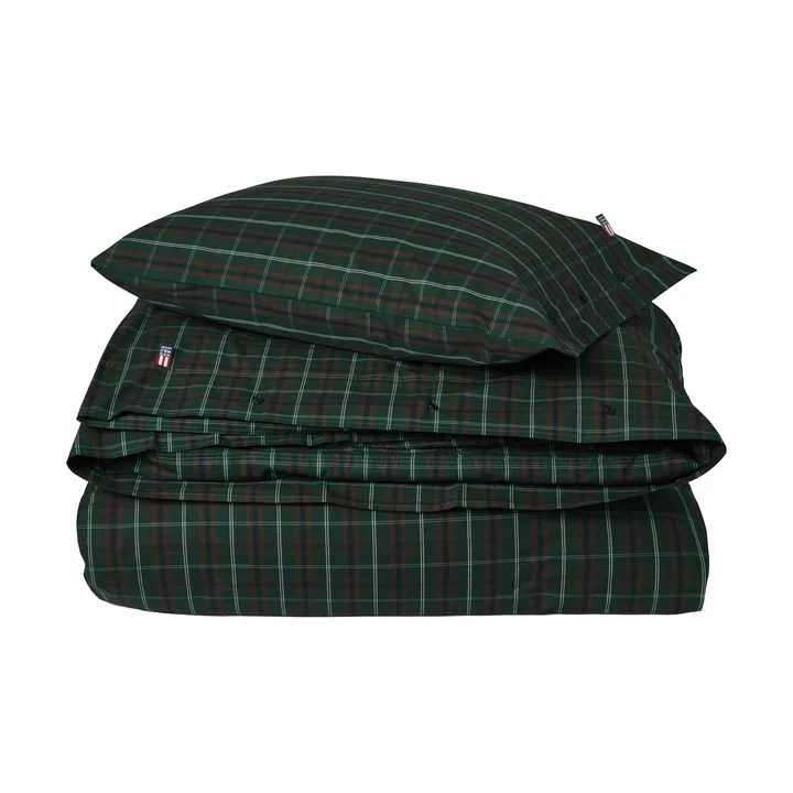 Checked cotton percale bedding set - Green-navy, 2 pcs 50x60 cm/1 pc 220x220 cm - Lexington
