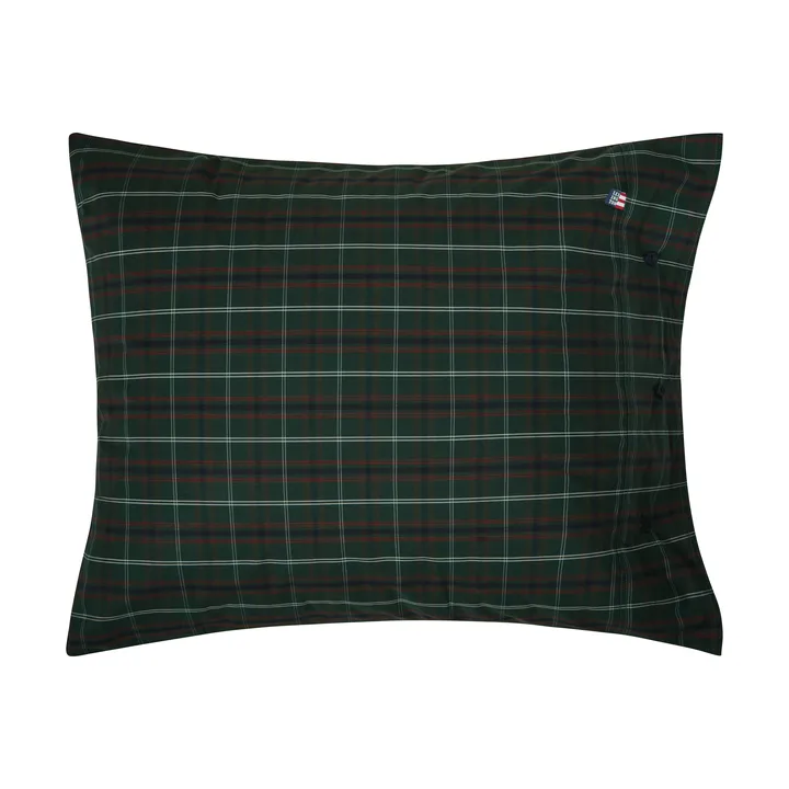 Checked cotton percale pillowcase - Green-navy, 50x60 cm - Lexington