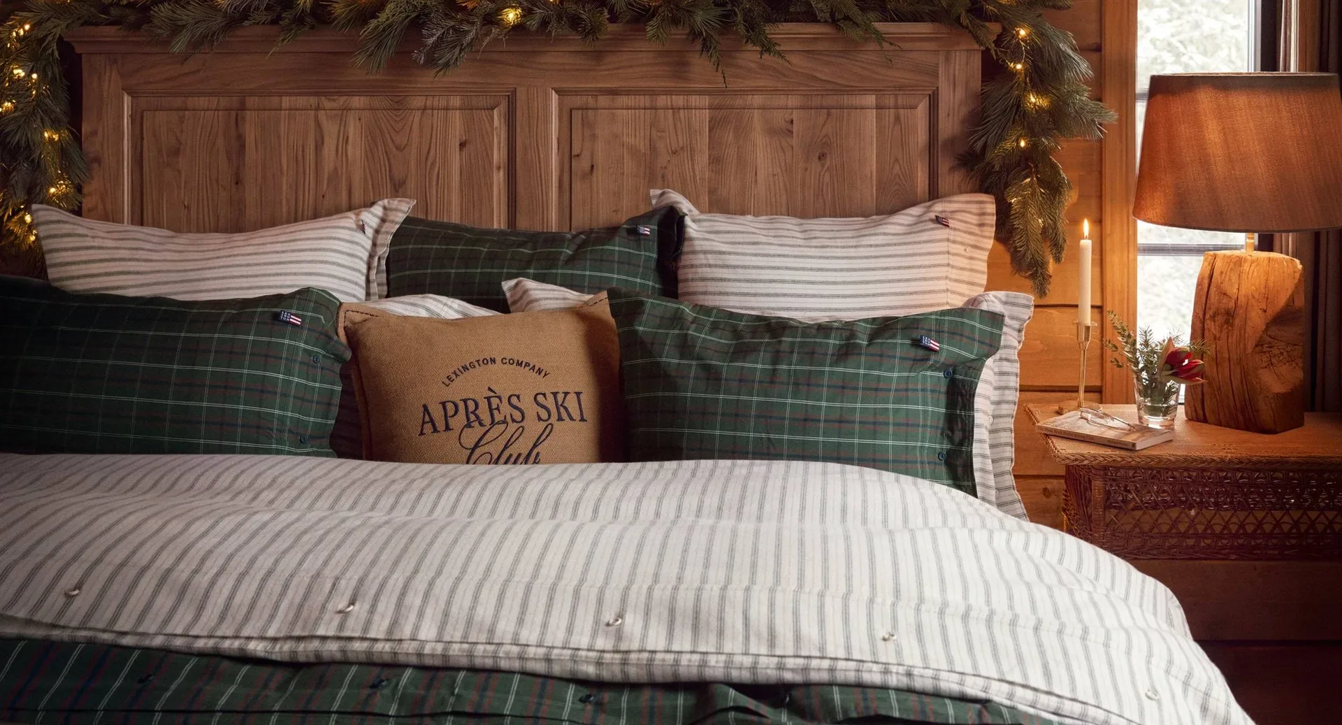 Checked cotton percale pillowcase, Green-navy, 50x60 cm Lexington
