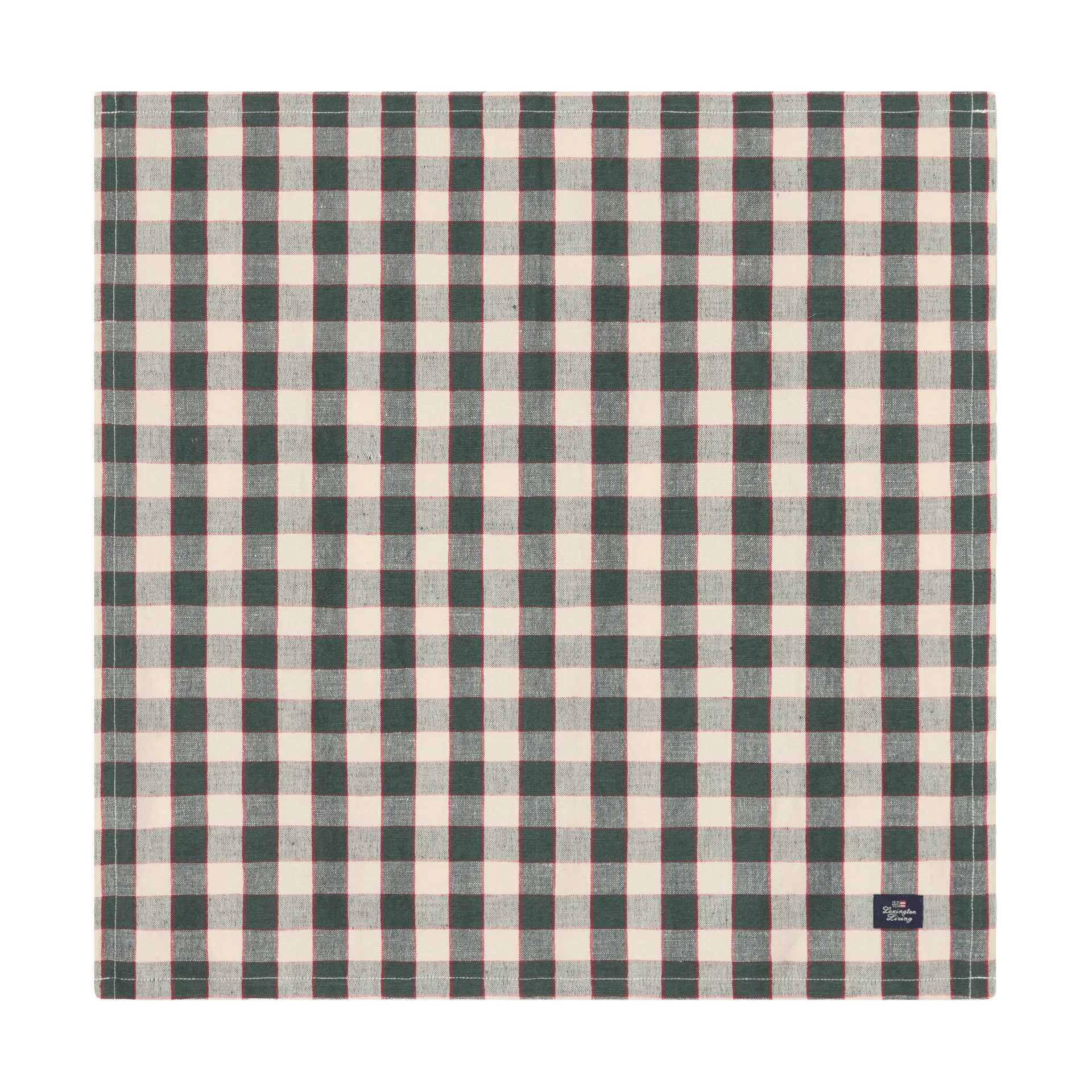 Checked Linen/Cotton fabric napkin 50x50 cm, Green-light beige-red Lexington