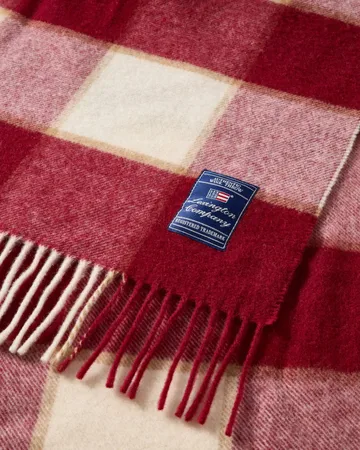 Checked Recycled Wool throw 130x170 cm - Red-Light beige-beige - Lexington