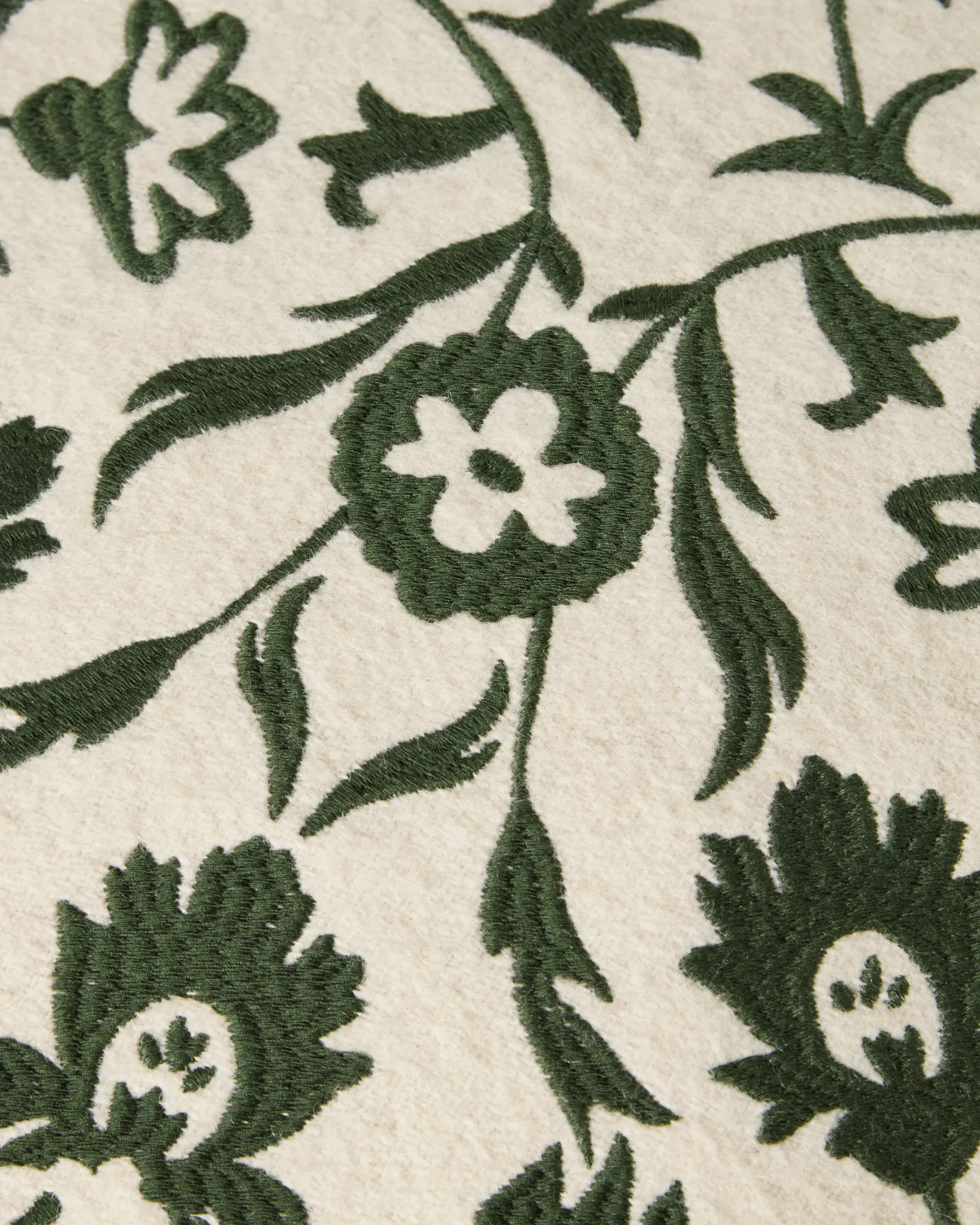 Flower Embroidered Wool Mix pillowcase 50x50 cm, Light beige-green Lexington