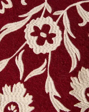 Flower Embroidered Wool Mix pillowcase 50x50 cm - Red-Light beige - Lexington