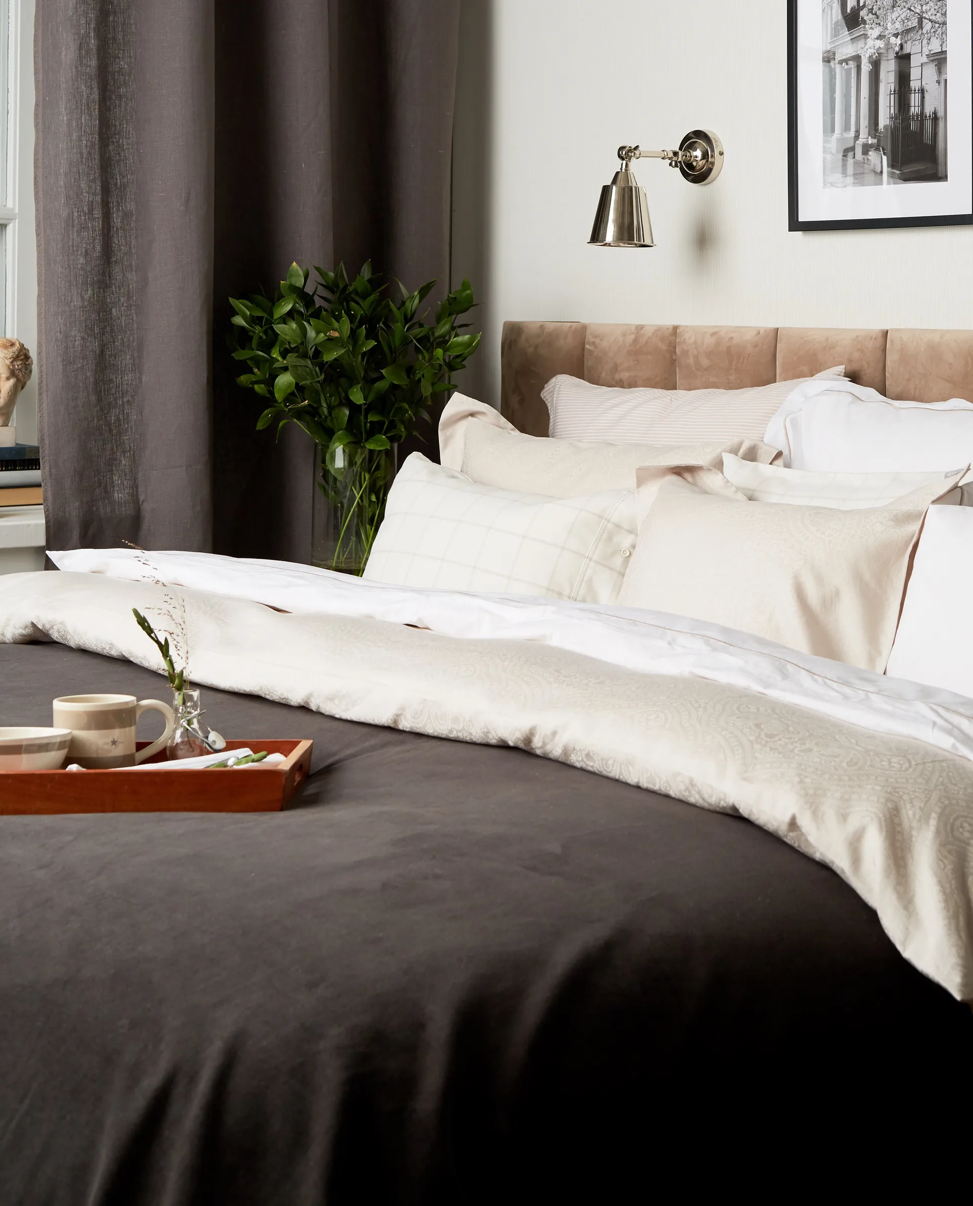Hotel Percale pillowcase 65x65 cm, White-light beige Lexington