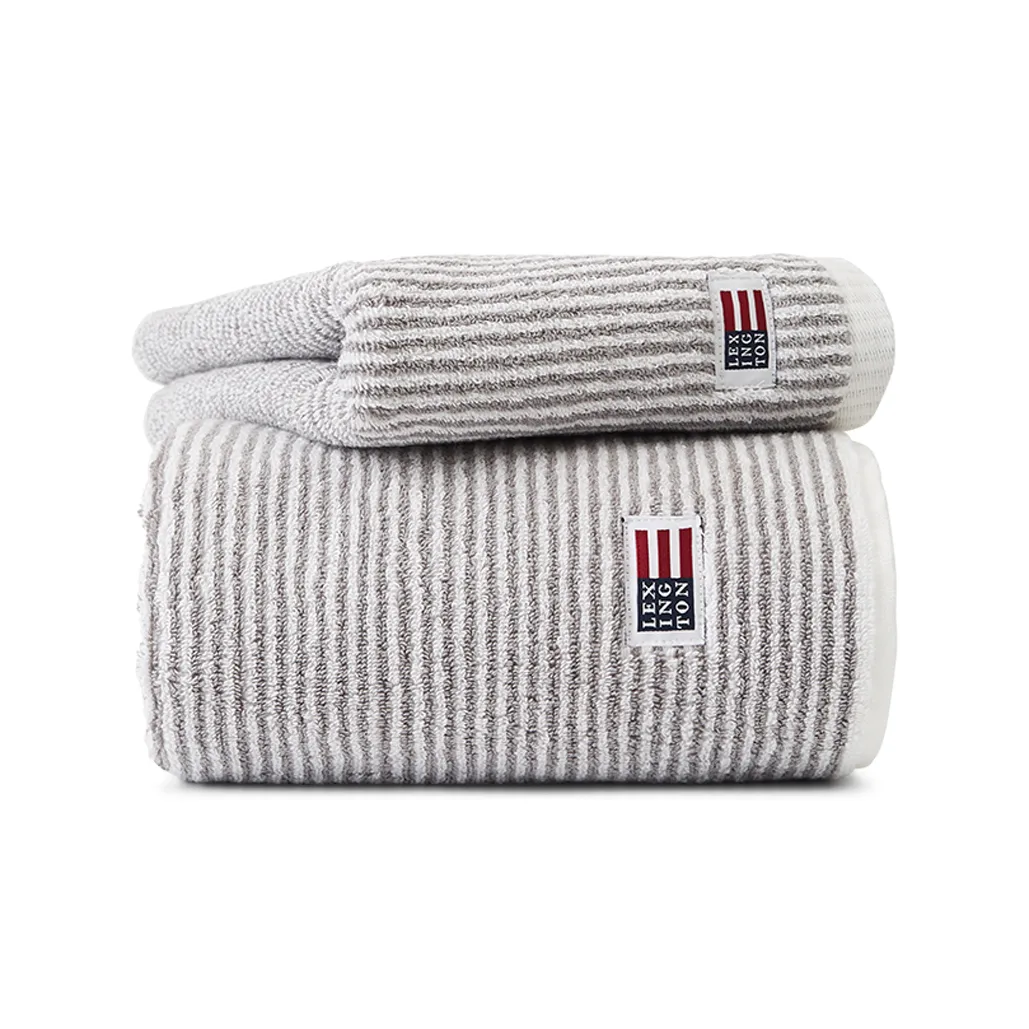 Icons Original Striped bath towel 70x130 cm, white-grey Lexington