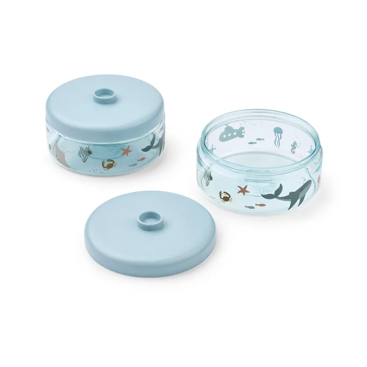 Dominique baby food jars 500 ml 2-pack - Sea creature-sandy - Liewood